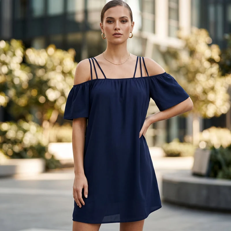 Leshy | Schulterfreies Sommerkleid mit Spaghettiträgern