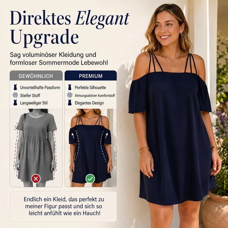 Leshy | Schulterfreies Sommerkleid mit Spaghettiträgern