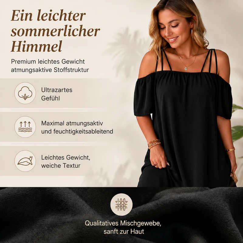 Leshy | Schulterfreies Sommerkleid mit Spaghettiträgern