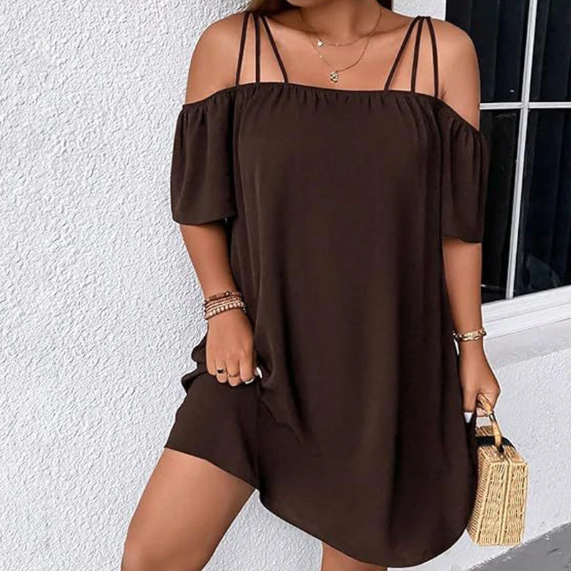 Leshy | Schulterfreies Sommerkleid mit Spaghettiträgern