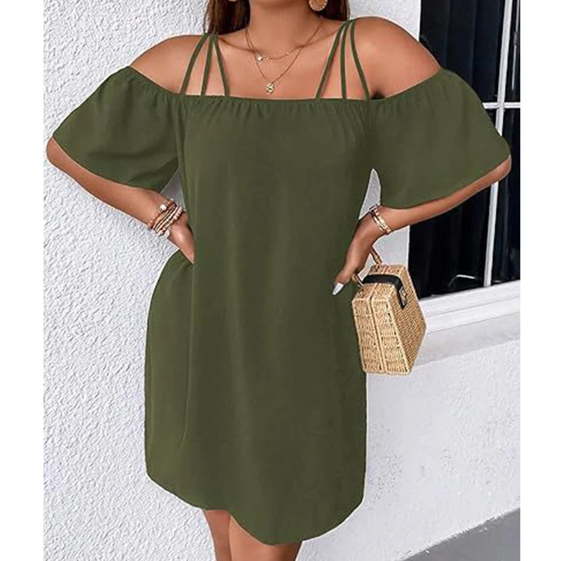 Leshy | Schulterfreies Sommerkleid mit Spaghettiträgern