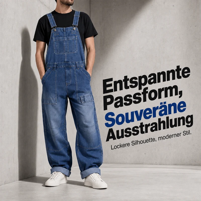 Thiago | Robuste Jeans-Latzhose mit verstellbaren Trägern