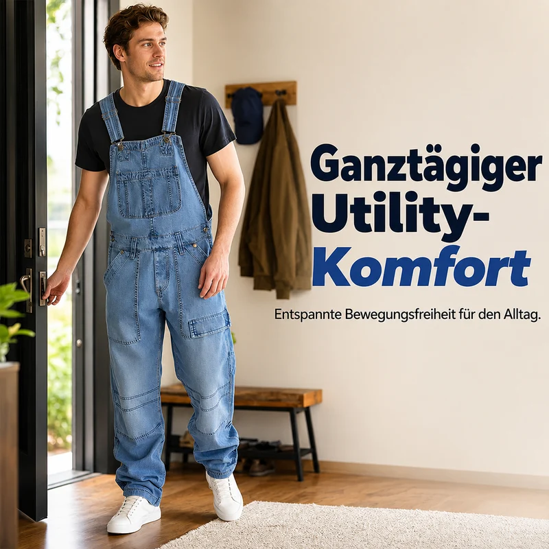 Thiago | Robuste Jeans-Latzhose mit verstellbaren Trägern