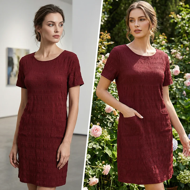 Tesalia | Knitterarmes Freizeitkleid mit Strukturmuster