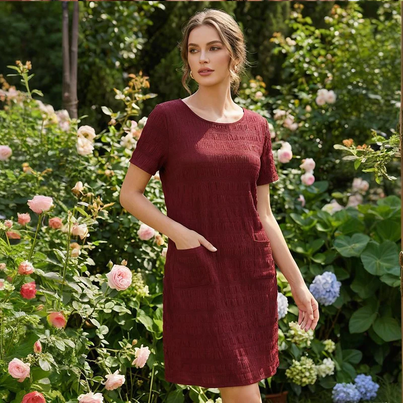 Tesalia | Knitterarmes Freizeitkleid mit Strukturmuster