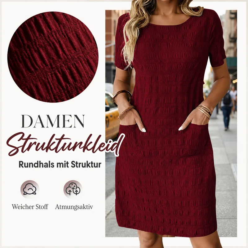 Tesalia | Knitterarmes Freizeitkleid mit Strukturmuster