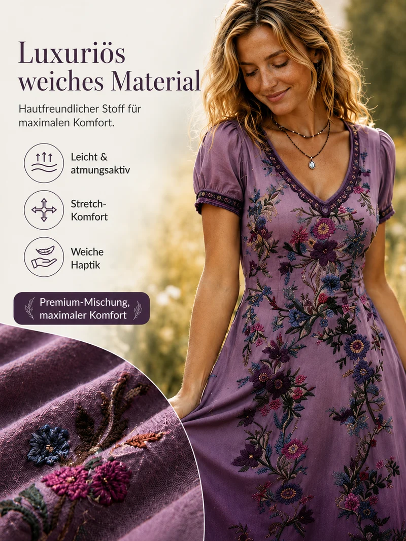 Lelean | Vintage-Maxikleid mit Farbverlauf und V-Ausschnitt