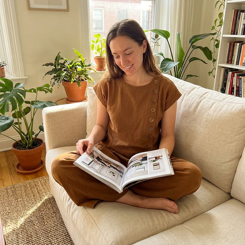 Quciana | Knitterarmes Freizeitset mit asymmetrischem Top