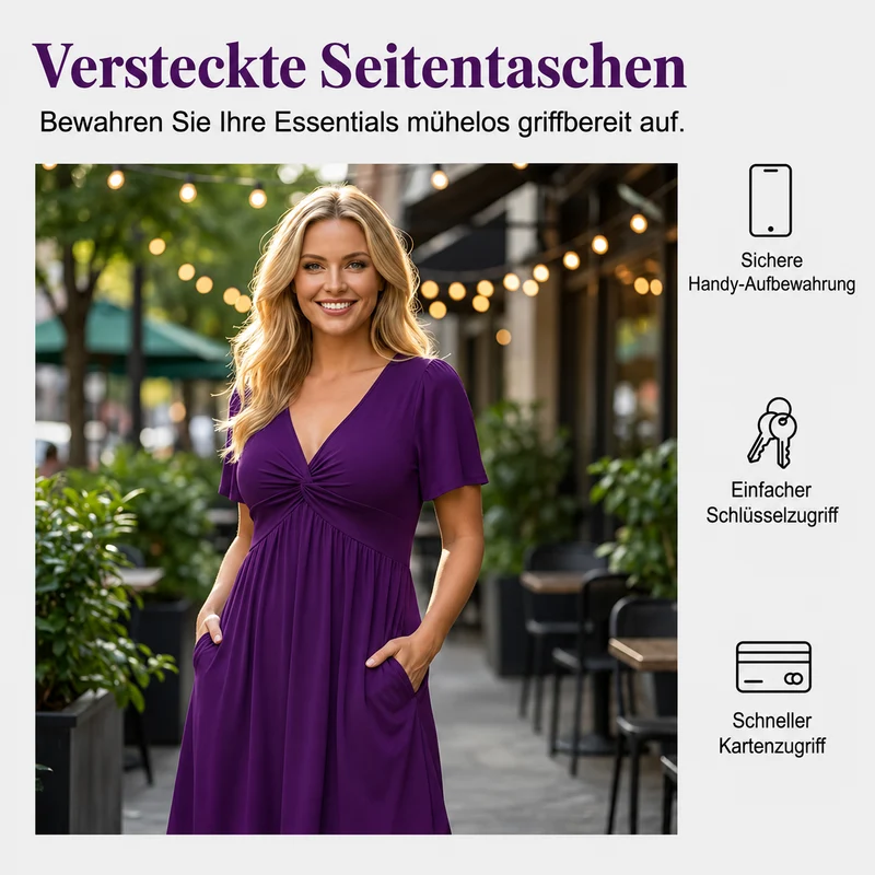 Kesalia | Fließendes Midikleid mit gedrehter Front