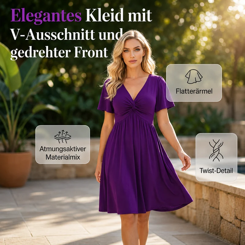 Kesalia | Fließendes Midikleid mit gedrehter Front