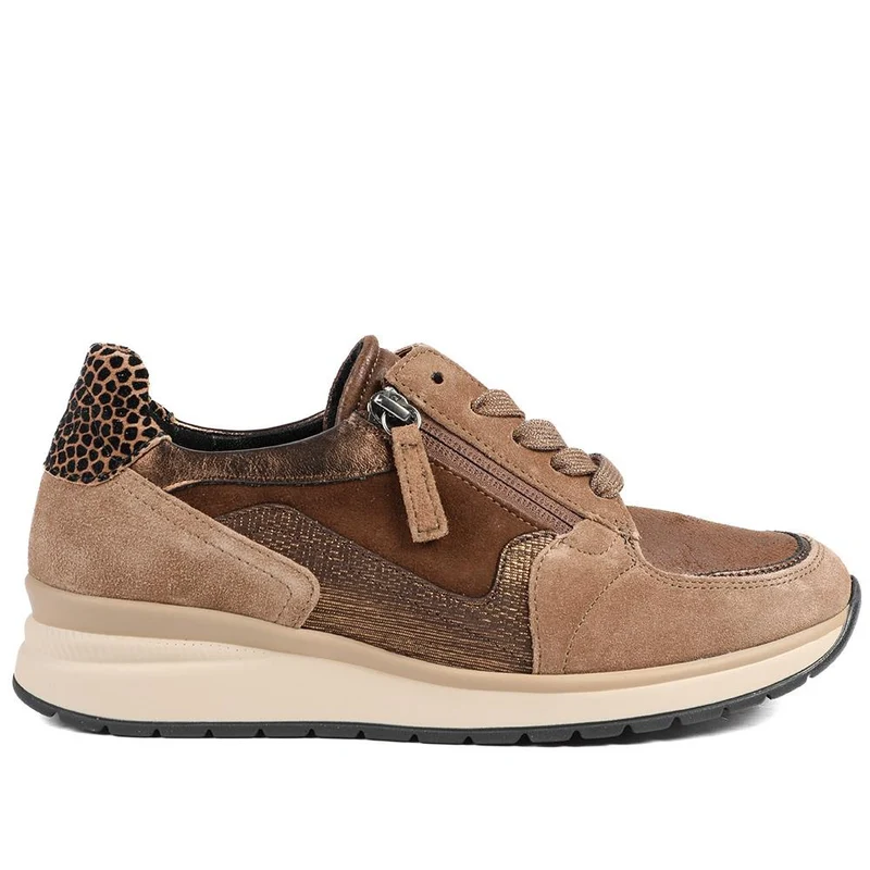 Gabor Leather Zip & Lace Trainers - GAB42029 / 329 512 - Espresso