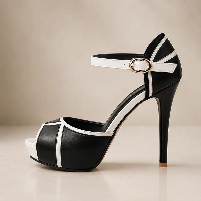 Floratie | Modische Plateau-Pumps mit feinem Fesselriemen