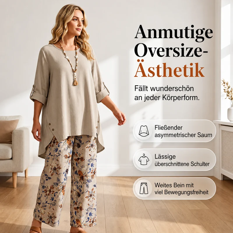 Rovessa | Bequemes Zweiteiler-Set mit weitem Hosenbein