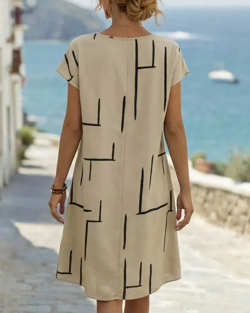 Rosavelle | Bequemes Sommerkleid mit abstraktem Linienprint