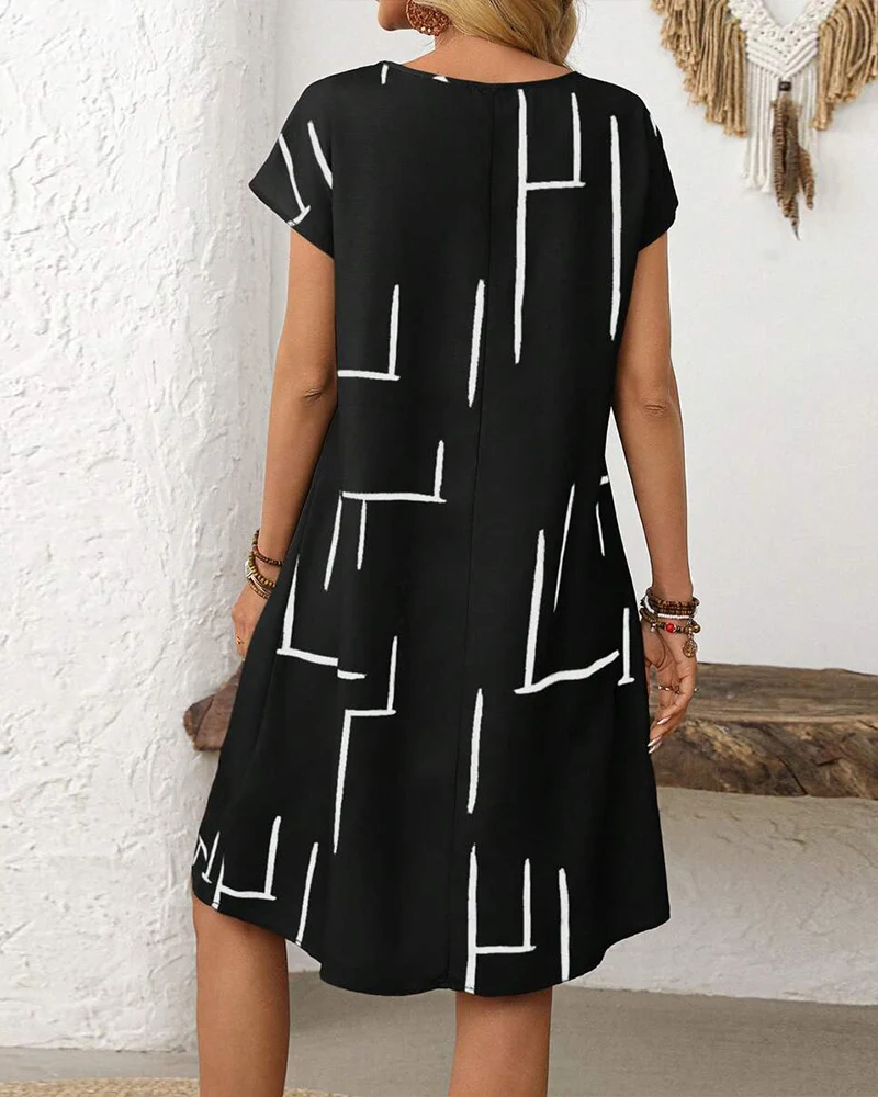 Rosavelle | Bequemes Sommerkleid mit abstraktem Linienprint