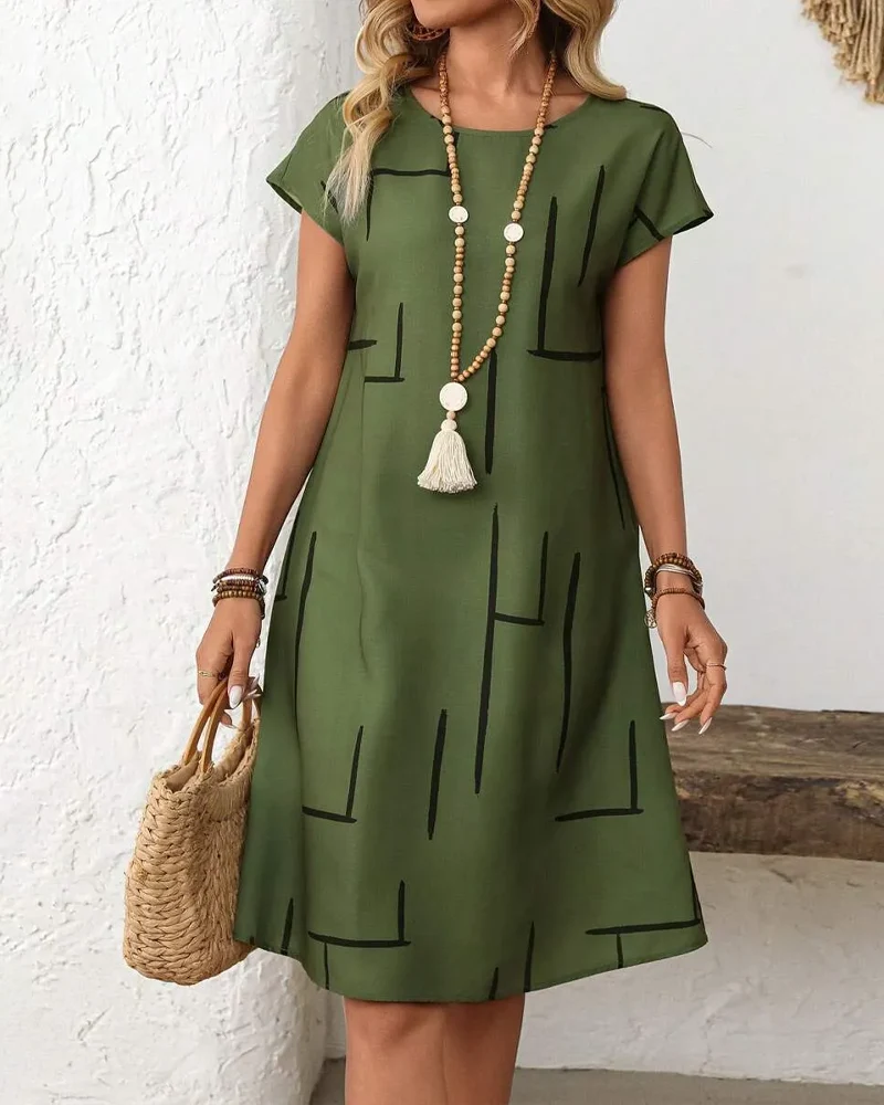 Rosavelle | Bequemes Sommerkleid mit abstraktem Linienprint