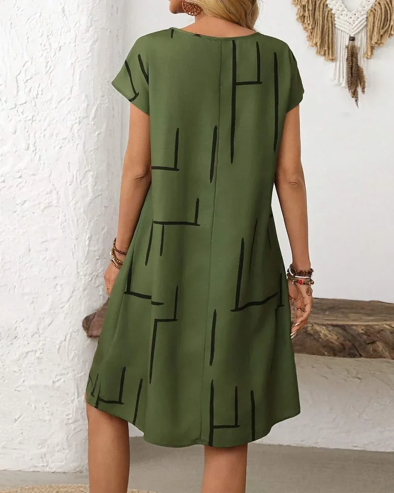Rosavelle | Bequemes Sommerkleid mit abstraktem Linienprint
