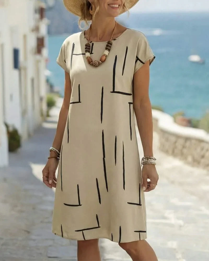 Rosavelle | Bequemes Sommerkleid mit abstraktem Linienprint