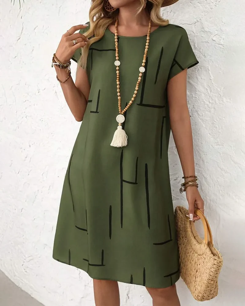 Rosavelle | Bequemes Sommerkleid mit abstraktem Linienprint
