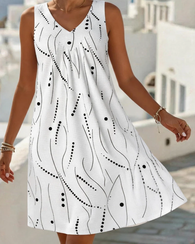 Ianelle | Fließendes V-Ausschnitt-Kleid mit ärmellosem Schnitt