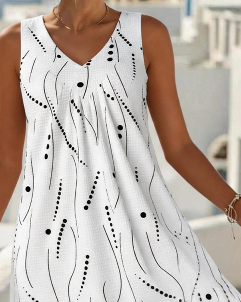 Ianelle | Fließendes V-Ausschnitt-Kleid mit ärmellosem Schnitt