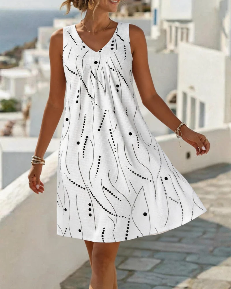 Ianelle | Fließendes V-Ausschnitt-Kleid mit ärmellosem Schnitt