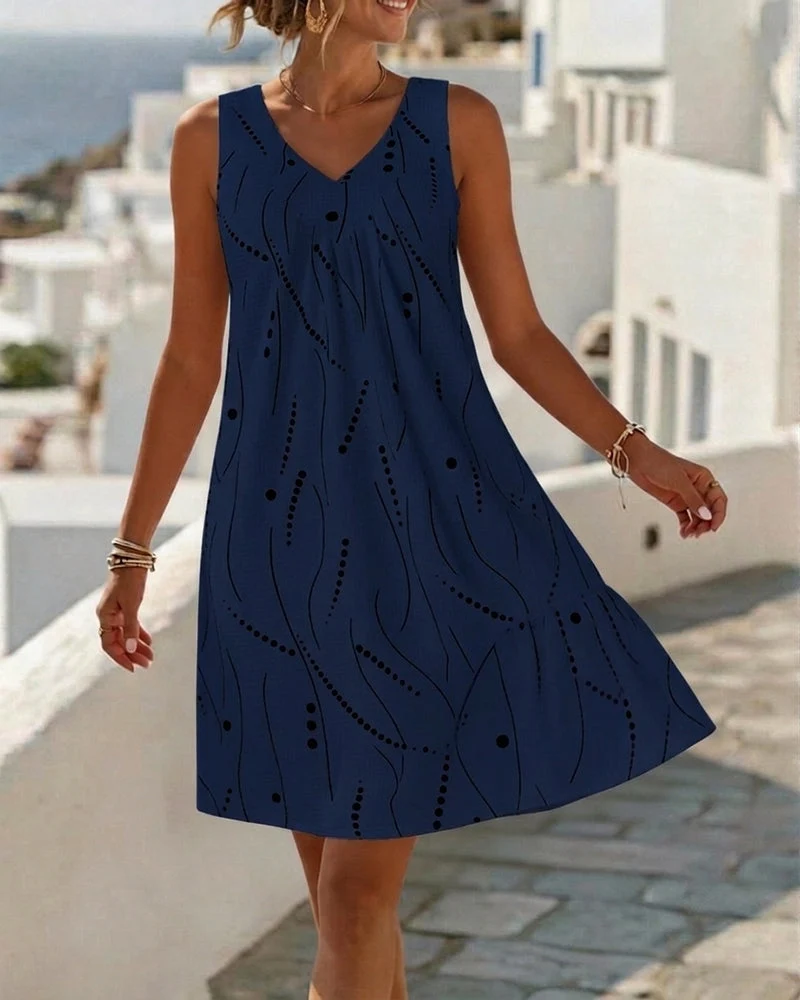 Ianelle | Fließendes V-Ausschnitt-Kleid mit ärmellosem Schnitt