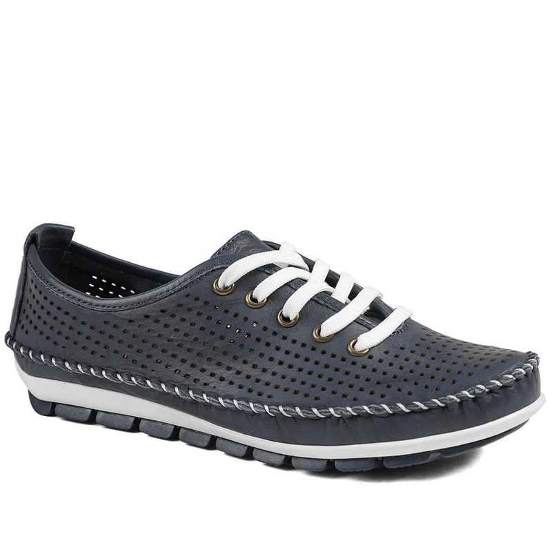 Breathable Leather Lace Up Shoes - SIMIN43002 / 329 312 - Navy