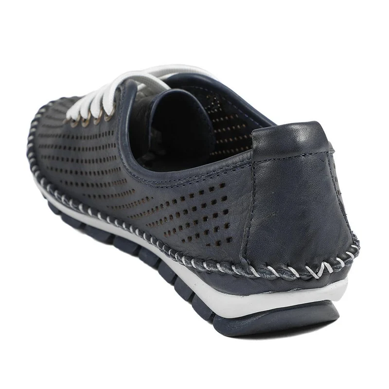 Breathable Leather Lace Up Shoes - SIMIN43002 / 329 312 - Navy