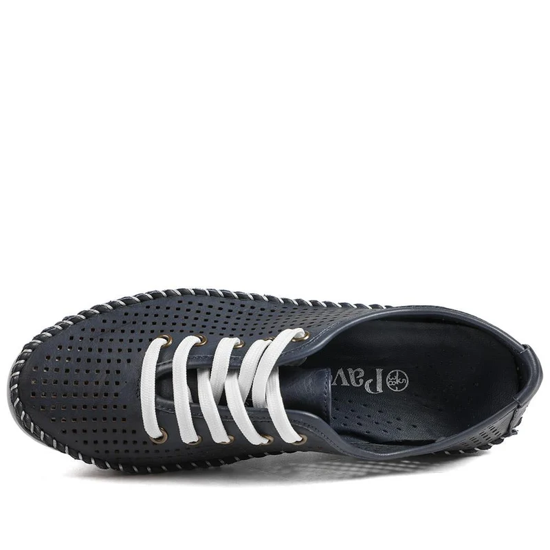 Breathable Leather Lace Up Shoes - SIMIN43002 / 329 312 - Navy