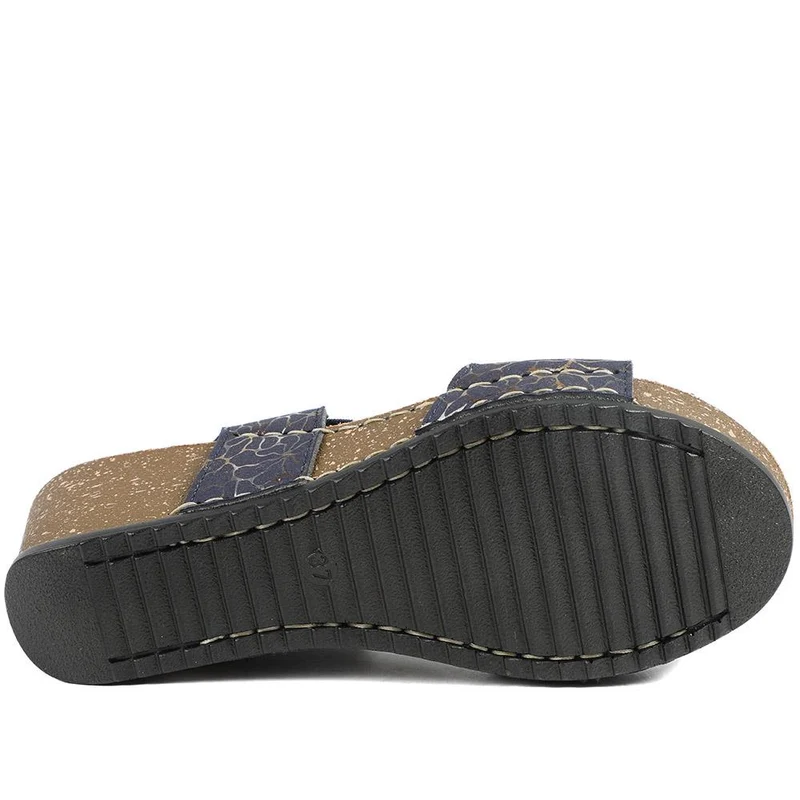 Fly Flot Wedge Heel Slingback Sandals - FLY43023 / 328 682 - Navy