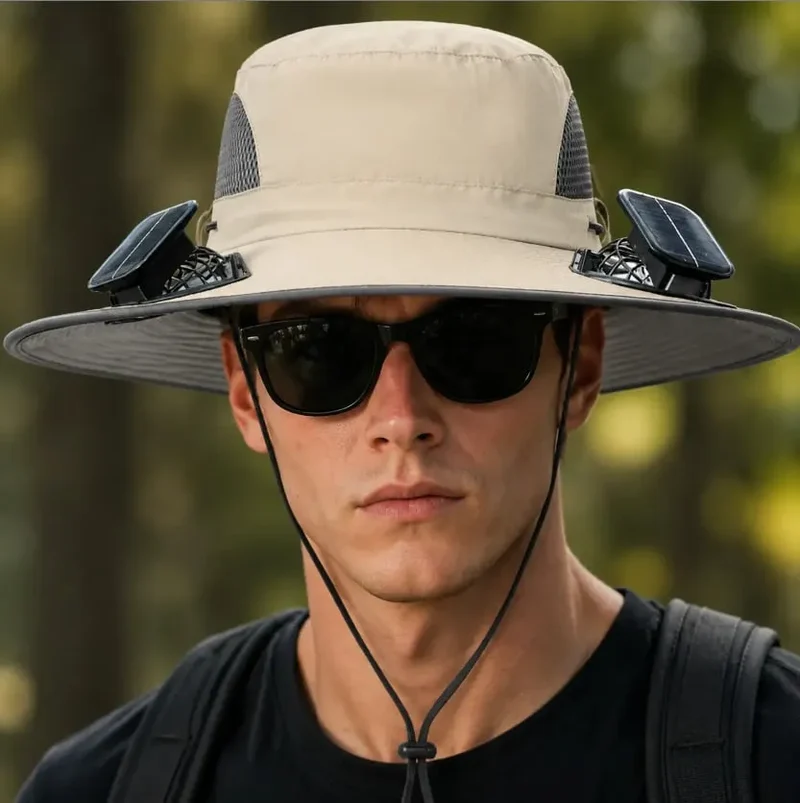 Olviero | Unisex-Sonnenhut mit Kühlventilator und breiter Krempe