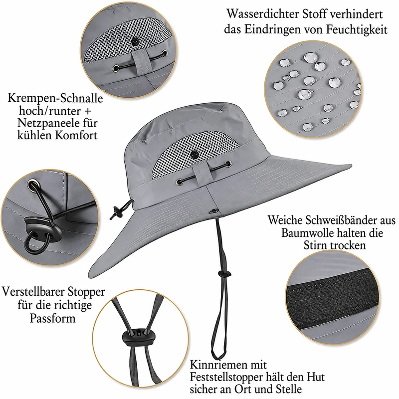 Olviero | Unisex-Sonnenhut mit Kühlventilator und breiter Krempe
