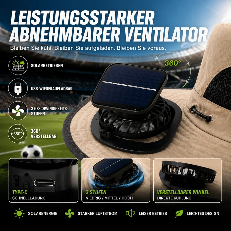 Olviero | Unisex-Sonnenhut mit Kühlventilator und breiter Krempe