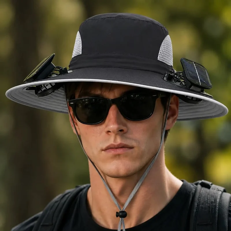 Olviero | Unisex-Sonnenhut mit Kühlventilator und breiter Krempe