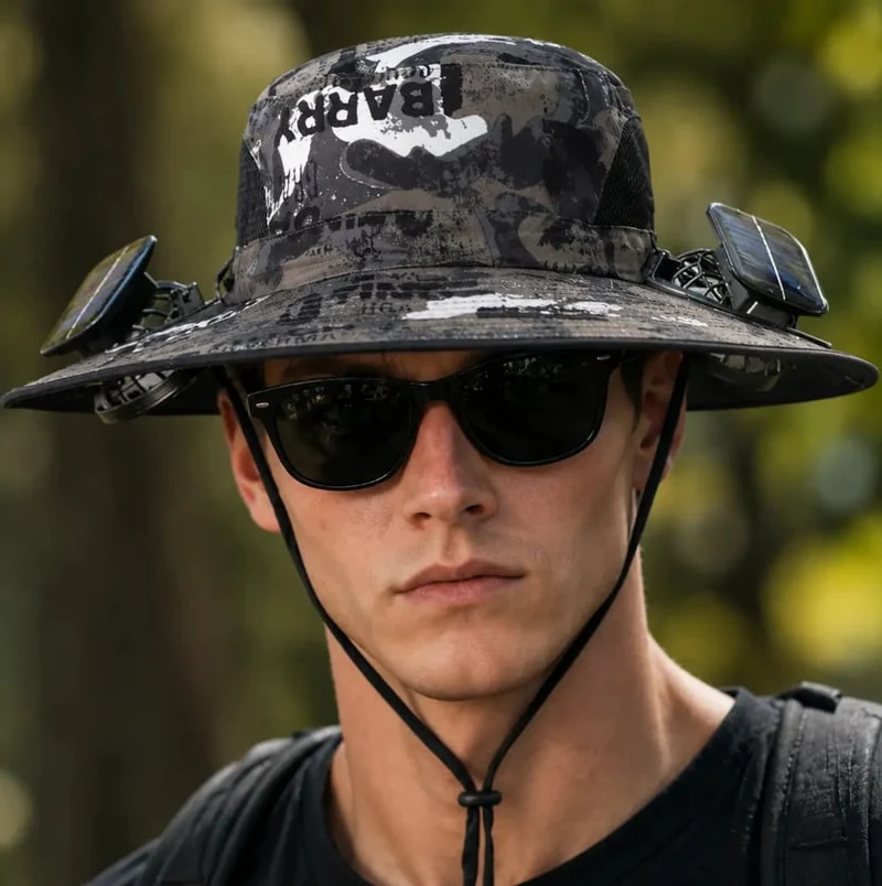 Olviero | Unisex-Sonnenhut mit Kühlventilator und breiter Krempe