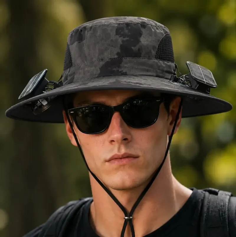 Olviero | Unisex-Sonnenhut mit Kühlventilator und breiter Krempe