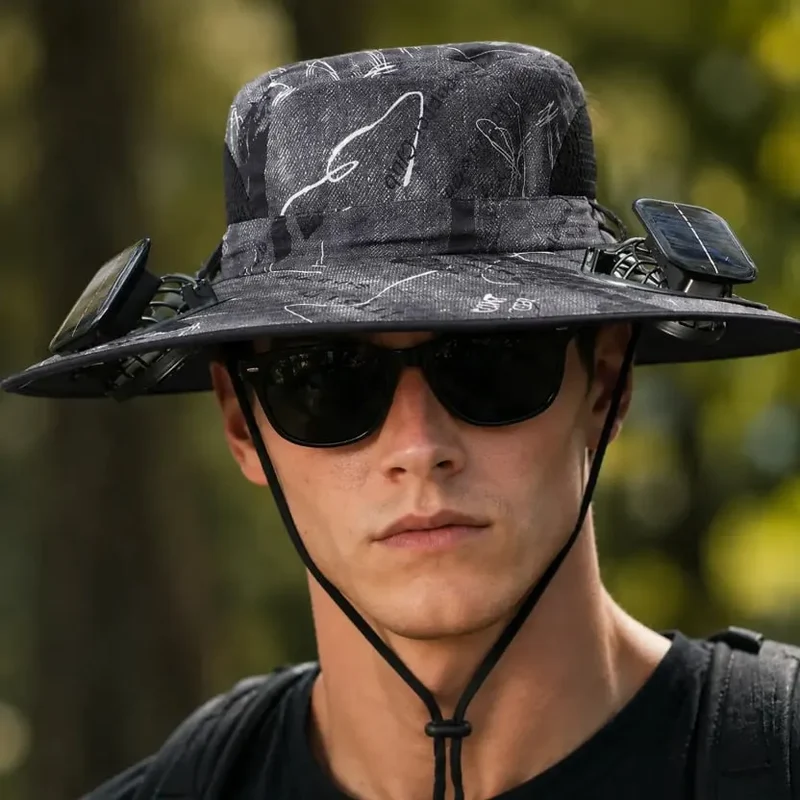 Olviero | Unisex-Sonnenhut mit Kühlventilator und breiter Krempe