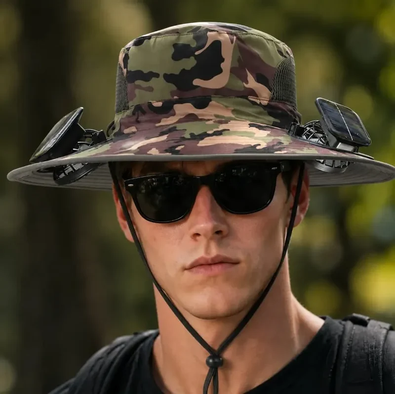 Olviero | Unisex-Sonnenhut mit Kühlventilator und breiter Krempe