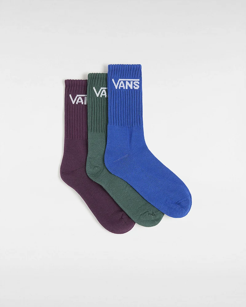 VANS Klassische Crew-Socken für Kinder (3 Paar) – Blau / Grün / Lila