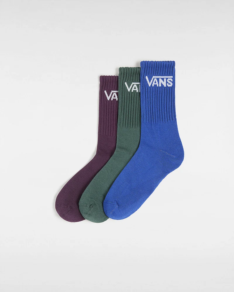 VANS Klassische Crew-Socken für Kinder (3 Paar) – Blau / Grün / Lila