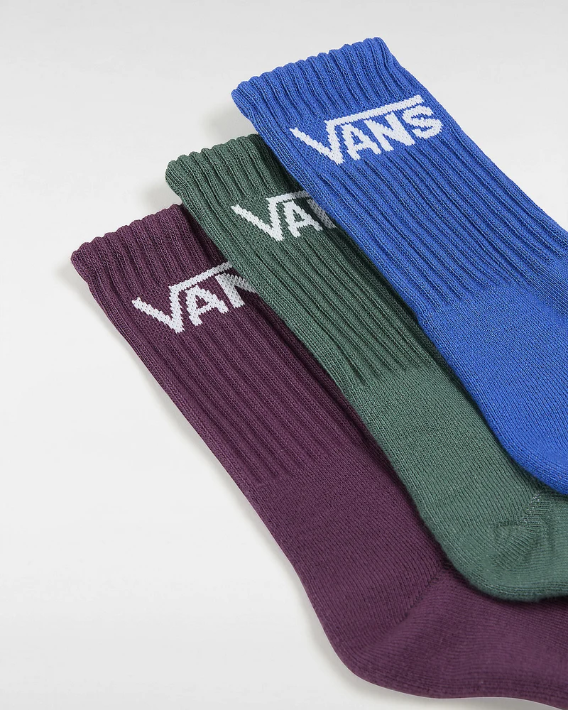 VANS Klassische Crew-Socken für Kinder (3 Paar) – Blau / Grün / Lila