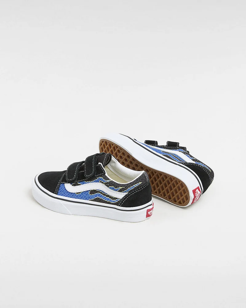 VANS Old Skool V-Trainer für Kinder – Pixel Flame Black
