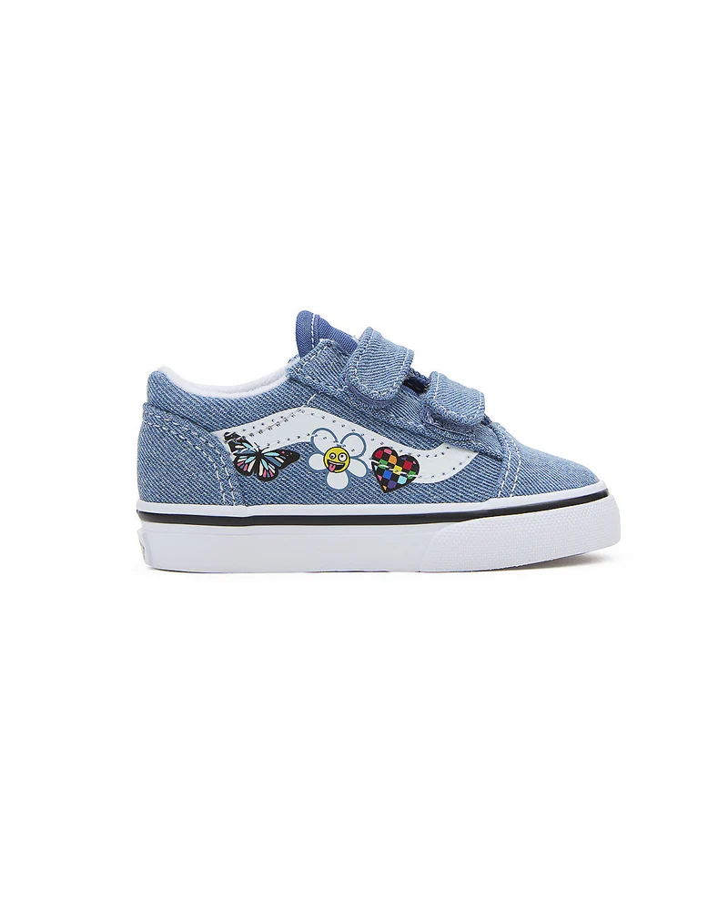 VANS Old Skool V-Turnschuhe für Kleinkinder – Denim/Weiß
