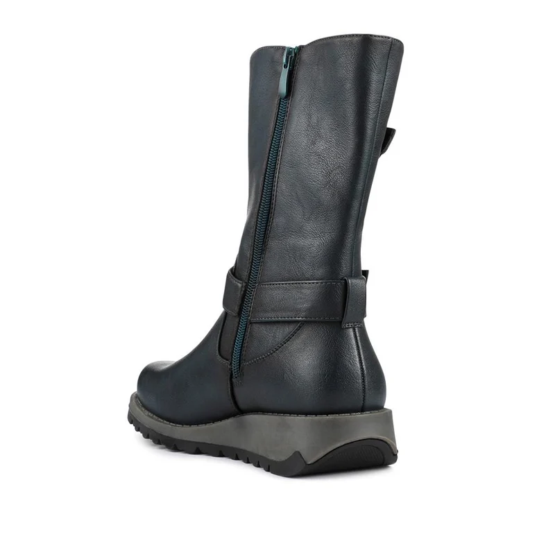 Dual Buckle Calf Length Boots - WK42018 / 328 044 - Teal