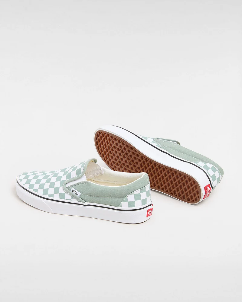 VANS Unisex Classic Slip-On Color Theory Checkerboard-Sneaker – Eisberggrün