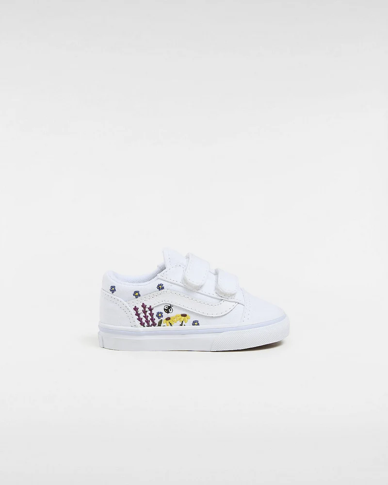 VANS Old Skool V-Turnschuhe mit Blumenstickerei für Kleinkinder – True White