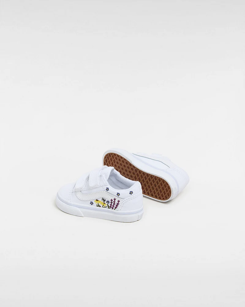 VANS Old Skool V-Turnschuhe mit Blumenstickerei für Kleinkinder – True White