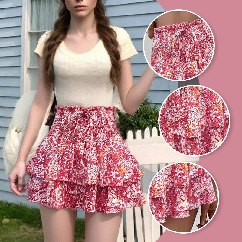 Pamelae | Floraler Stufen-Skort mit Rüschen