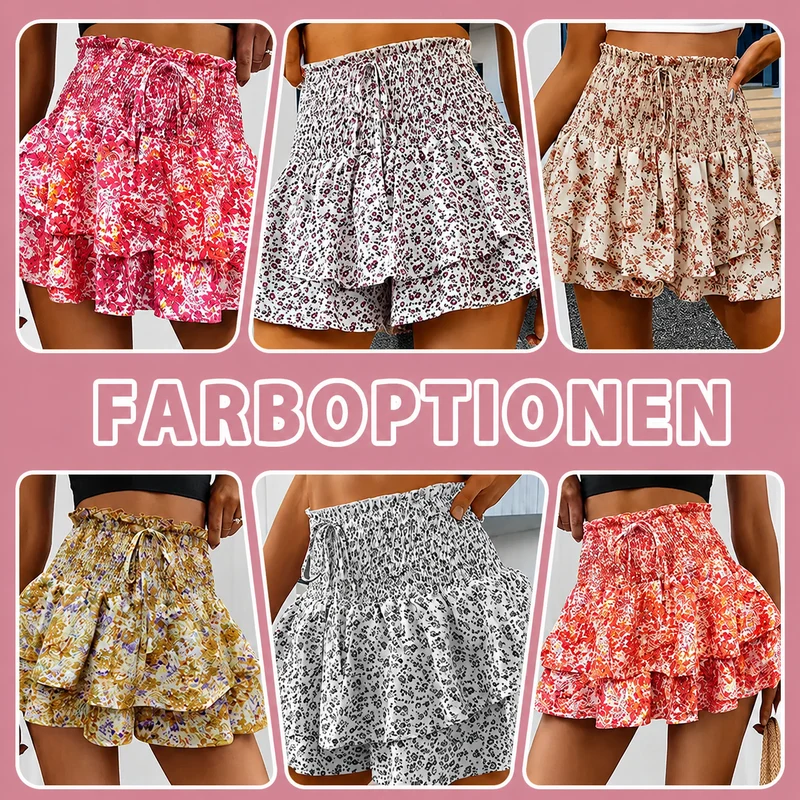 Pamelae | Floraler Stufen-Skort mit Rüschen
